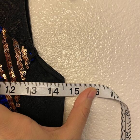 Weissman Dance costume dress black blue sequin Check Me Out 12418 child LC - Picture 14 of 15